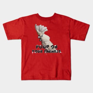 Umbrella Cockatoo Parrot Poop on Enemies Kids T-Shirt